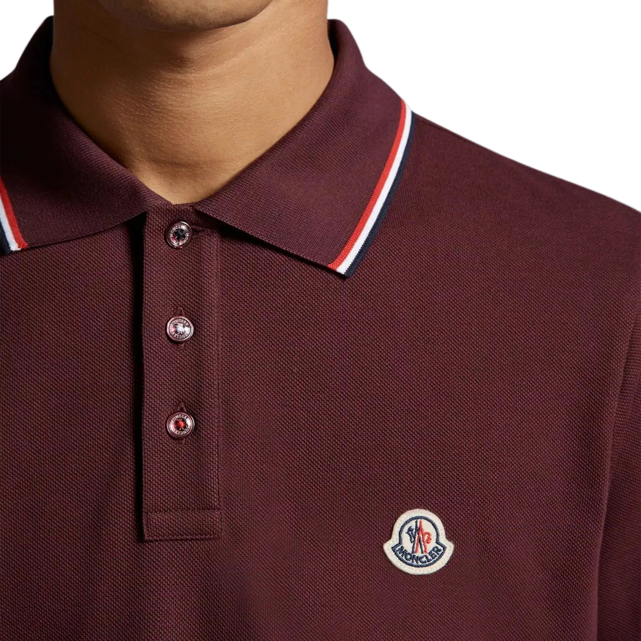 Detail view of Moncler Maglia Burgundy Polo Shirt J10918A7030084556499